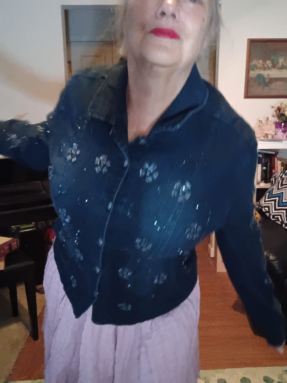 Women’s Navy Embellished Jean Jacket